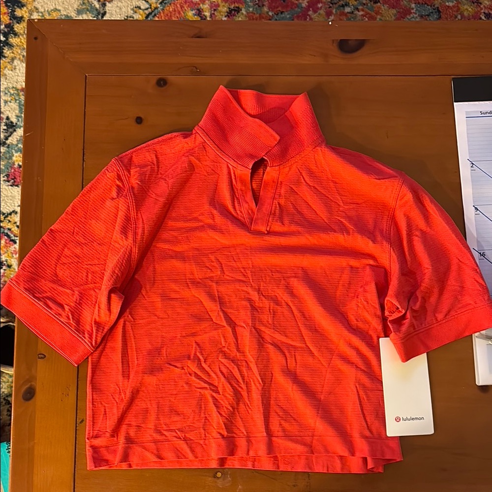 Lululemon Athletica Red Polo Relaxed Fit Short Sleeves